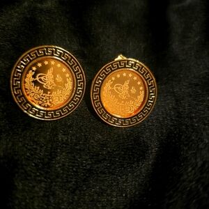 21kgp Dubai Jewelry Gold and Black Round Earrings
